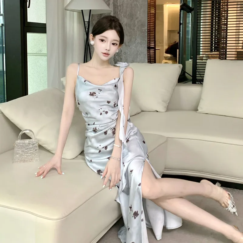 ZVJH Sleeveless Dresses Women's Blue Dress Shopping Bag-4