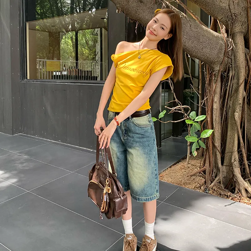 ZVJH T Shirts Women's Yellow Shopping Bag-6