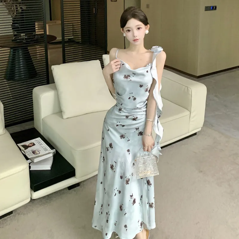 ZVJH Sleeveless Dresses Women's Blue Dress Shopping Bag-5