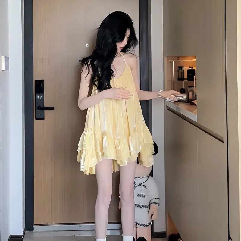 ZVJH Slip Dresses Women's Yellow Shopping Bag-4
