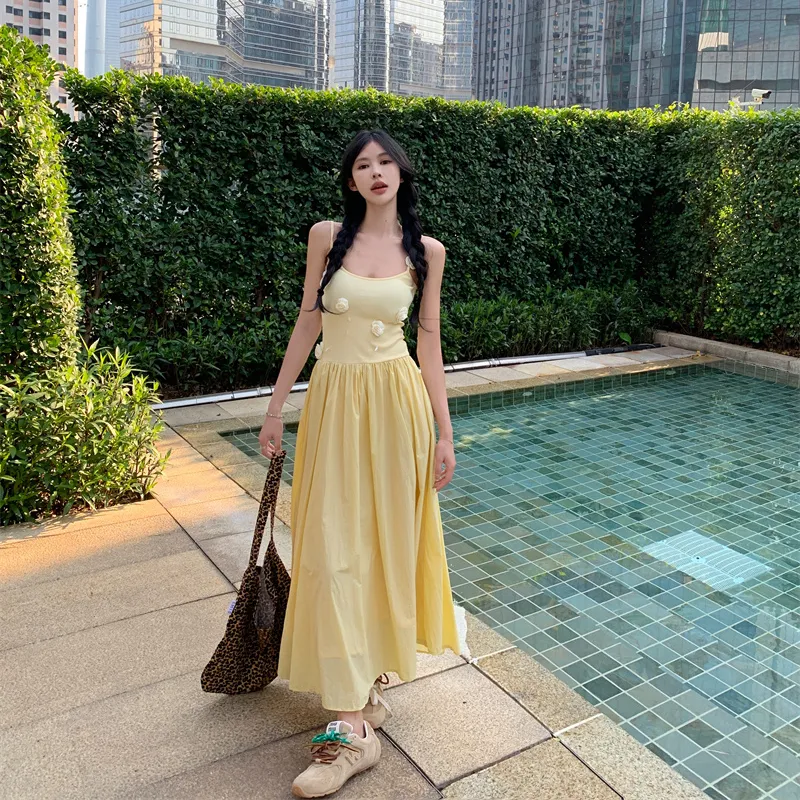 ZVJH Slip Dresses Women's Cream Yellow Shopping Bag-5