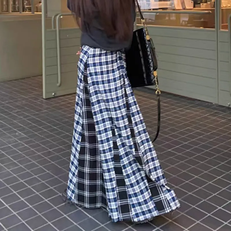 ZVJH Casual Long Skirts Women's Blue-6