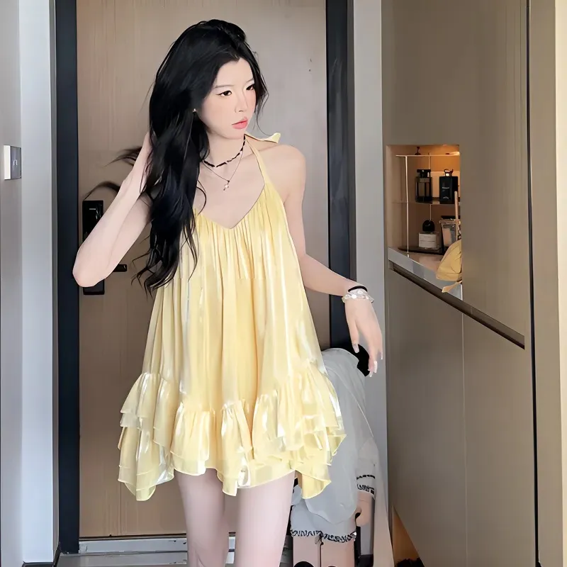 ZVJH Slip Dresses Women's Yellow Shopping Bag-2