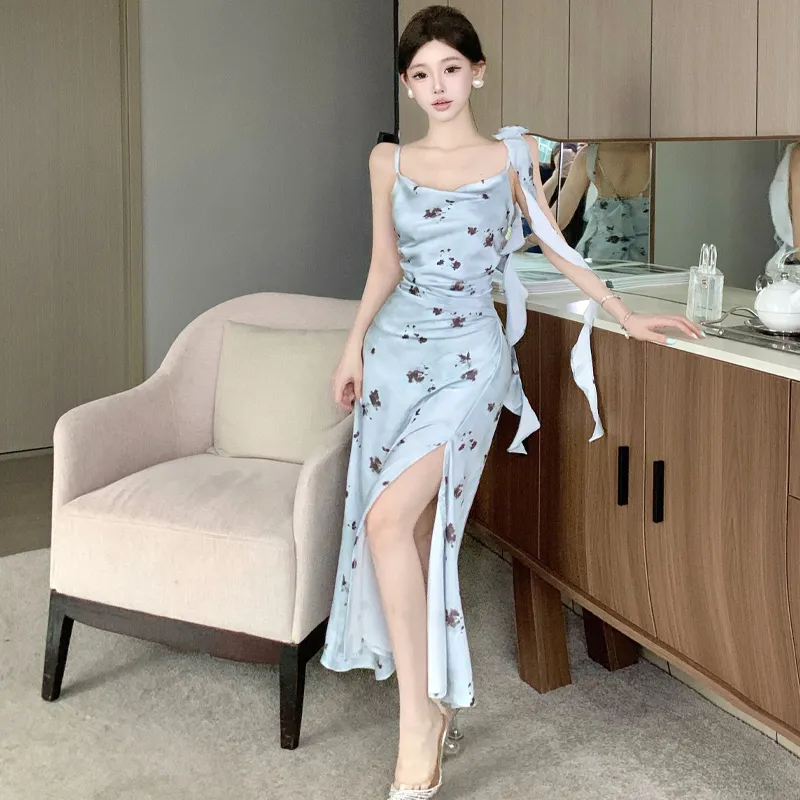 ZVJH Sleeveless Dresses Women's Blue Dress Shopping Bag-2
