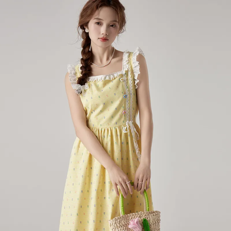 ZVJH Slip Dresses Women's Yellow-5