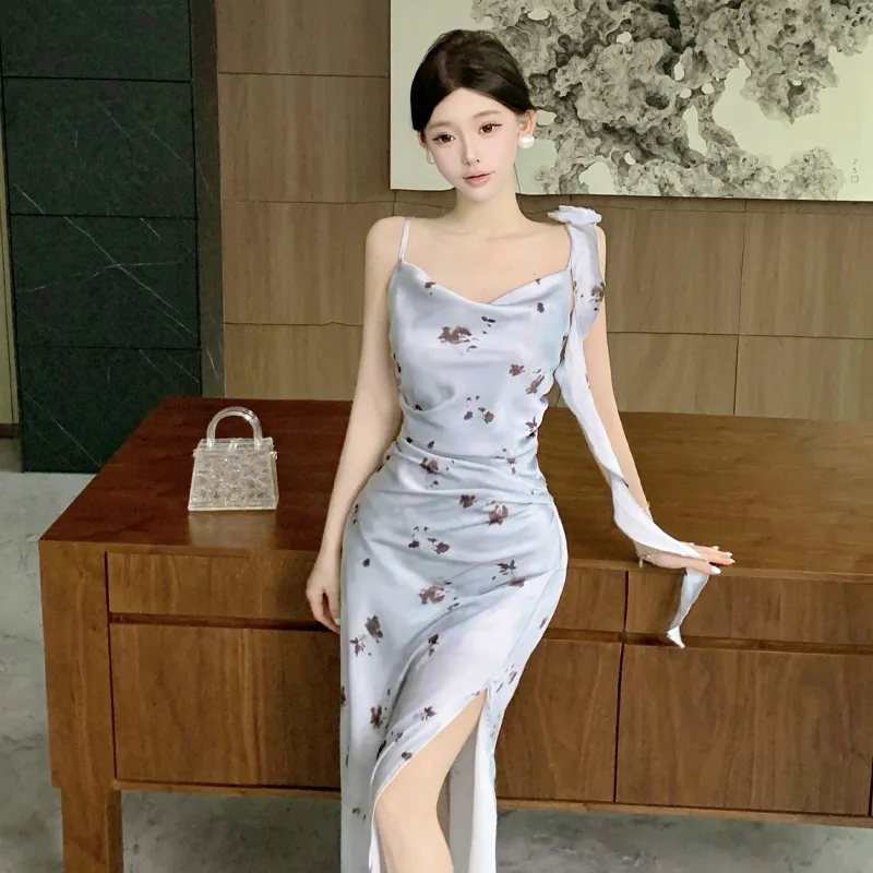 ZVJH Sleeveless Dresses Women's Blue Dress Shopping Bag-3