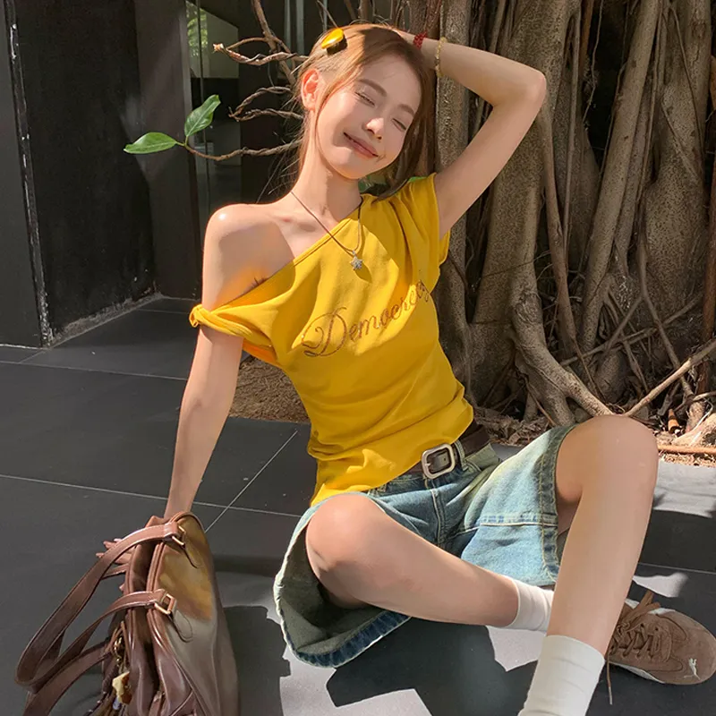 ZVJH T Shirts Women's Yellow Shopping Bag-3