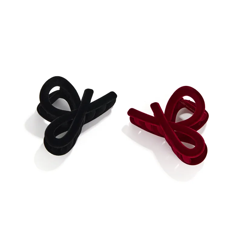 LOOK NICE Flock Hair Clips Women's Black/Red-6