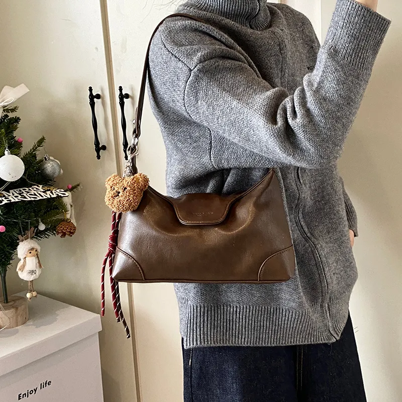 Iman's House PU Shoulder Bag Regular Women's Brown/Coffee/Burgundy/Black-3