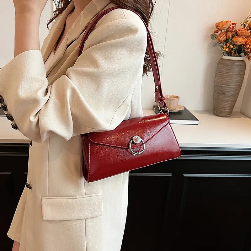 Iman's House PU Shoulder Bag Women's Silver/Ecru/Red/Black-13