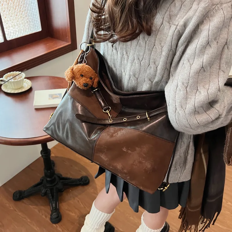 Iman's House PU Tote Bag, Shopping Bag, Backpack, Crossbody Bag, Shoulder Bag Women's Brown/Coffee/Black-9