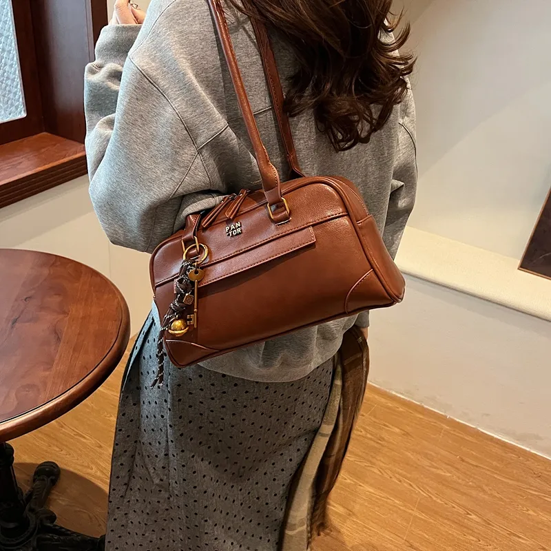 Iman's House PU Shoulder Bag Regular Women's Brown/Coffee/Burgundy/Black-1