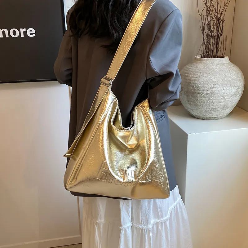 Iman's House PU Tote Shoulder Bag, Crossbody Bag Women's Silver/Gold/Black-7