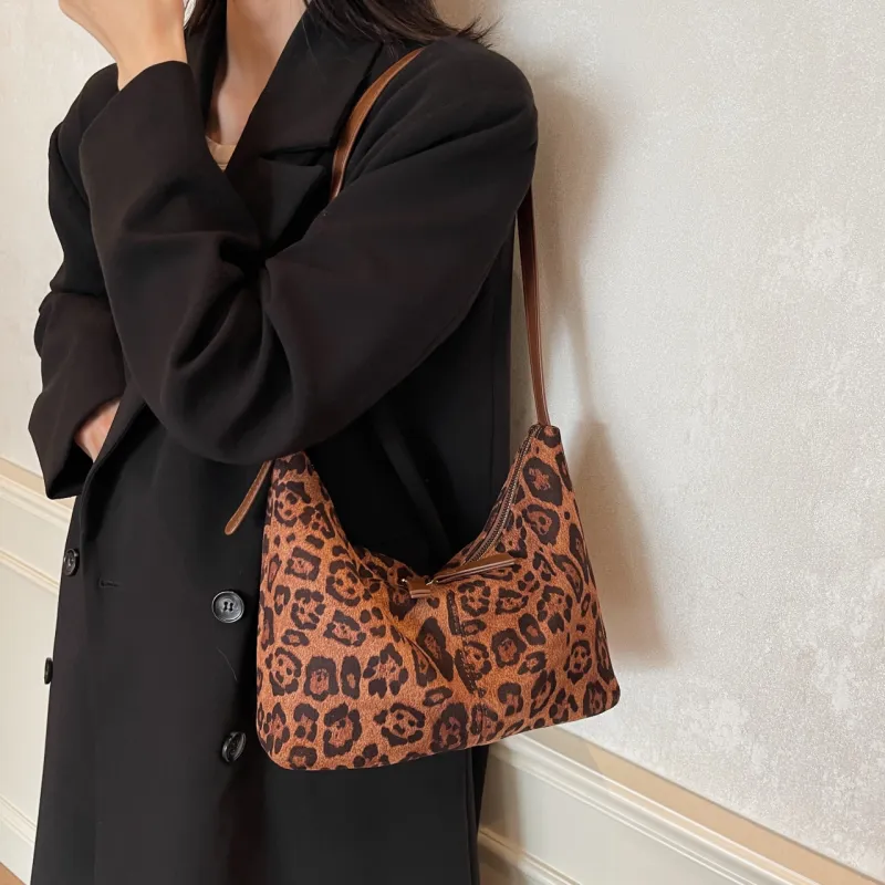 Iman's House Suede Shoulder Bag Women's Brown/Coffee/Black-2