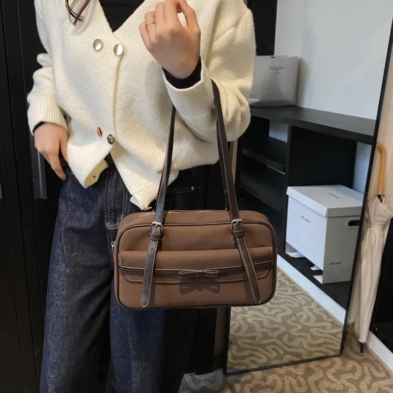 Iman's House PU & Matte Bowling Bag Shoulder Bag Women's Brown/Coffee/Gray/Black-7
