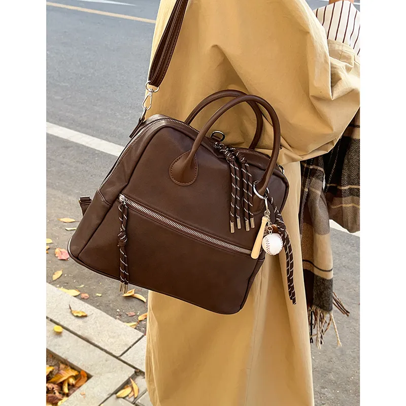 Iman's House PU Backpack Women's Brown/Coffee/Ancora Red/Black-6
