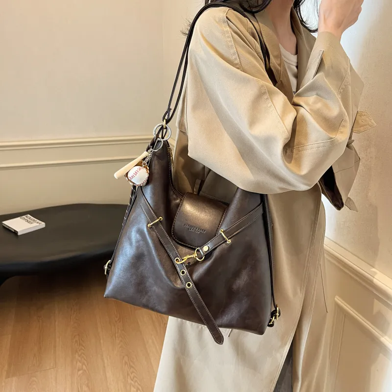 Iman's House PU Double Shoulder Crossbody Bag, Shoulder Bag Women's Light Brown/Dark Brown/Coffee/Black-12
