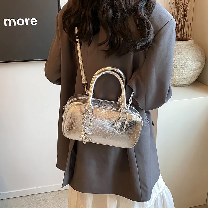 Iman's House PU Shoulder Bag Women's Silver/Gunmetal-3