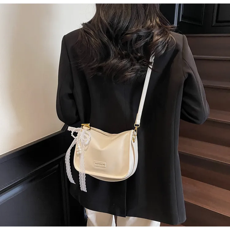 Iman's House PU Shoulder Bag Women's White/Pink/Black/Silver-5
