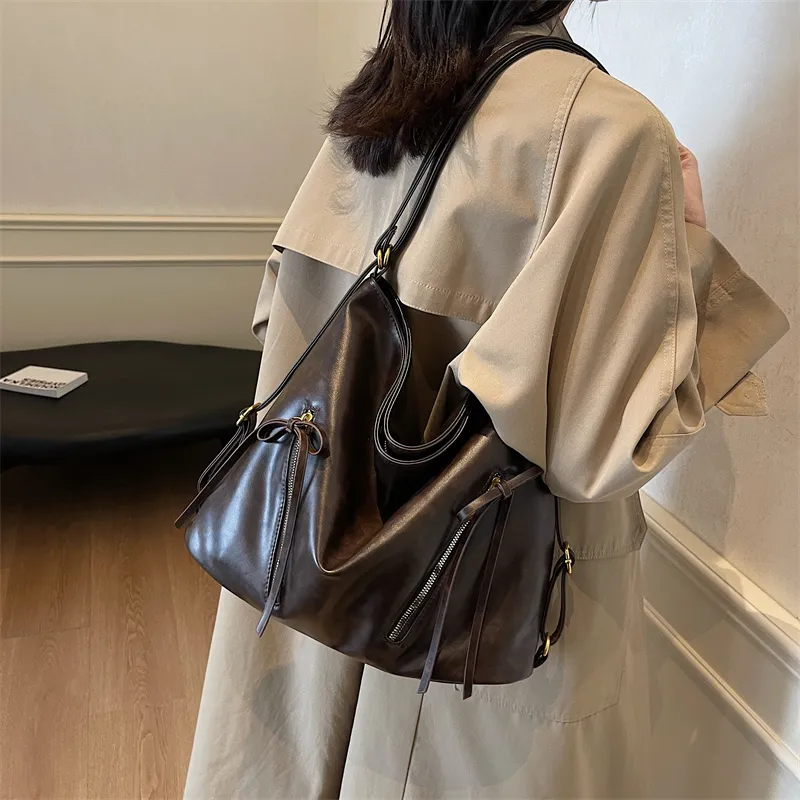 Iman's House PU Tote Bag, Shopping Bag, Crossbody Bag, Double Shoulder Bag, Shoulder Bag Women's Brown/Coffee/Black-11