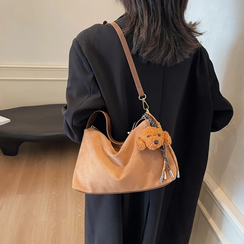 Iman's House PU Handbag, Crossbody Bag, Shoulder Bag Women's Suede Brown/Suede Coffee/Suede Black-3