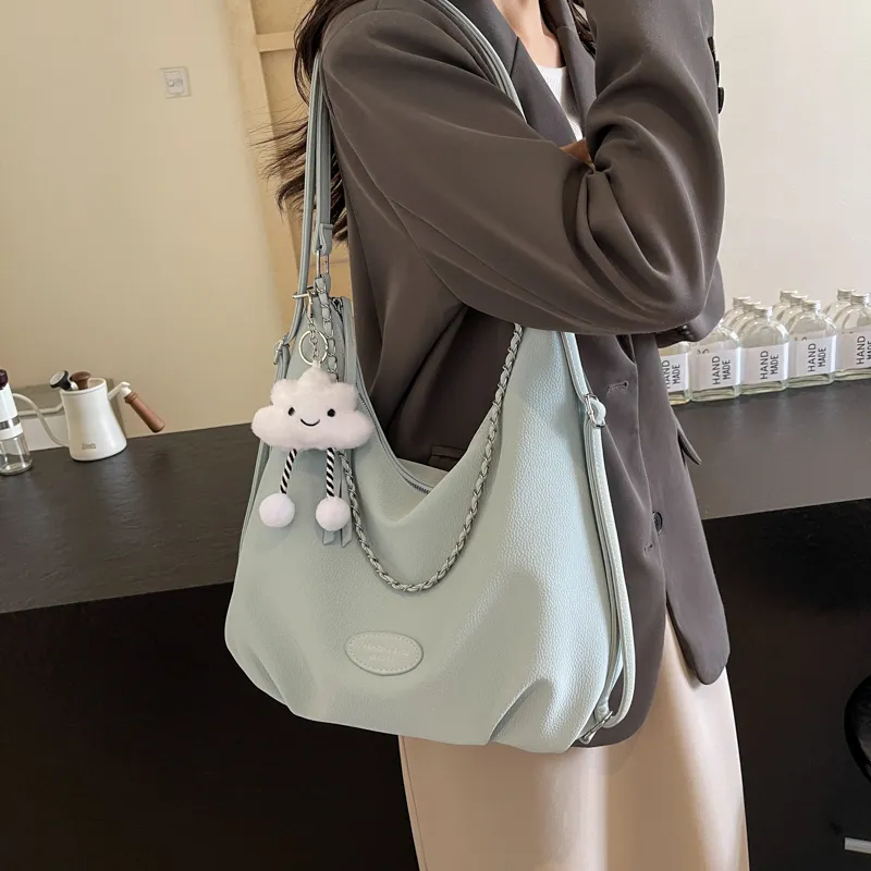 Iman's House PU Portable One Shoulder Backpack Regular Women's White/Blue/Black-9