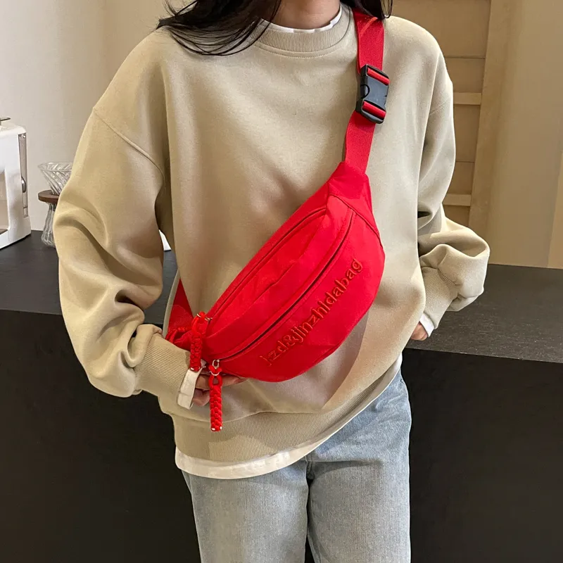 Iman's House Nylon Fabric Fanny Pack Women's Black/Green/Ecru/Red/Pink-14