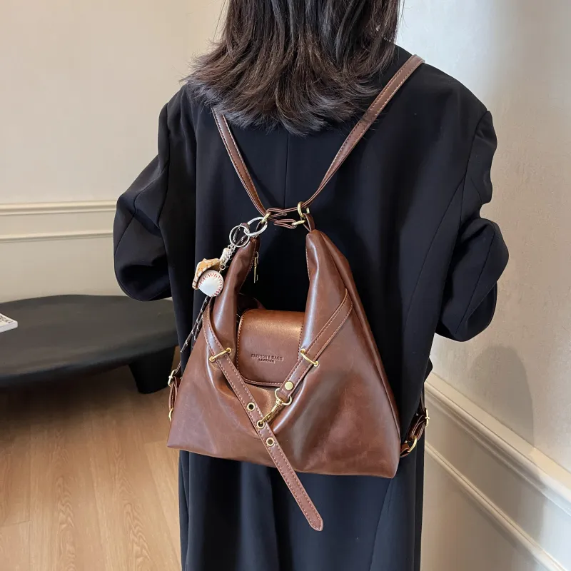 Iman's House PU Double Shoulder Crossbody Bag, Shoulder Bag Women's Light Brown/Dark Brown/Coffee/Black-9