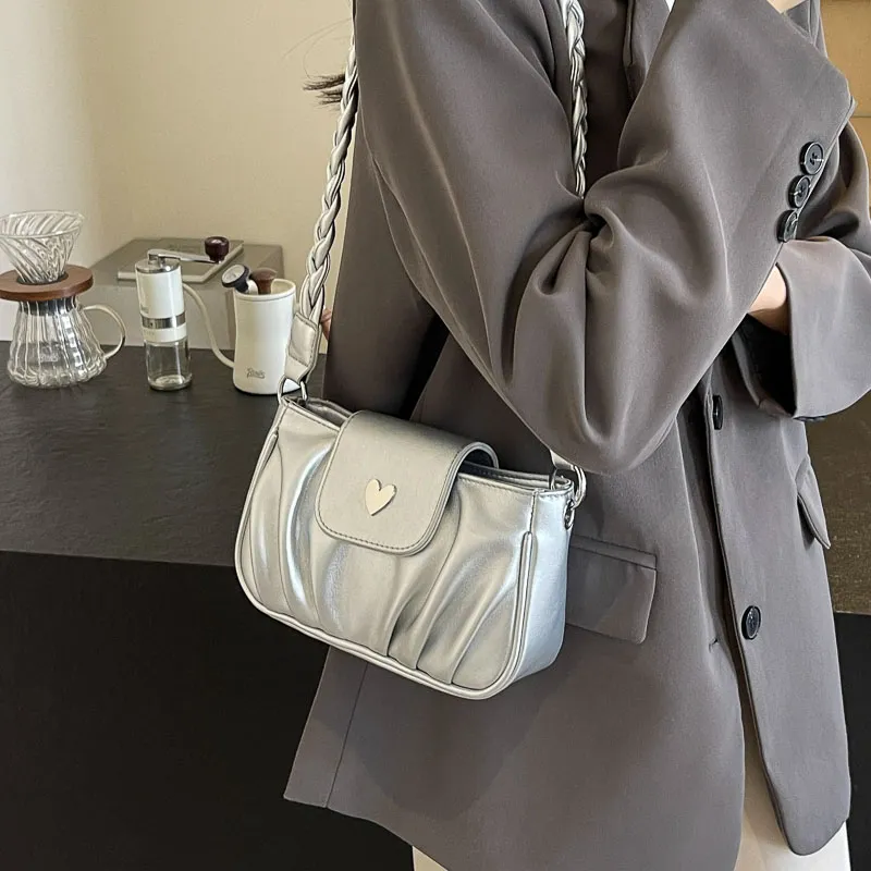 Iman's House PU Shoulder Bag Women's Silver/Ecru/Pink/Black-1