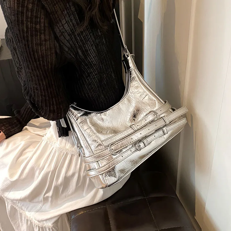 Iman's House PU Crossbody Shoulder Bag Regular Women's Silver/Black/Red/White-2