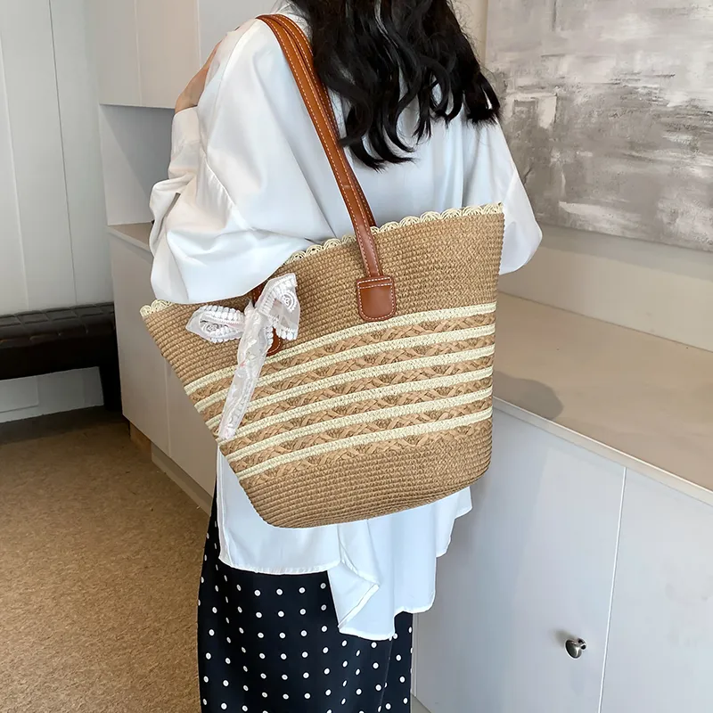 Iman's House Straw Woven Shoulder Bag Women's Wide Stripe Ecru/Lacy Khaki/Cut Out Ecru/Stripes Brown/Wide Stripe Khaki-23