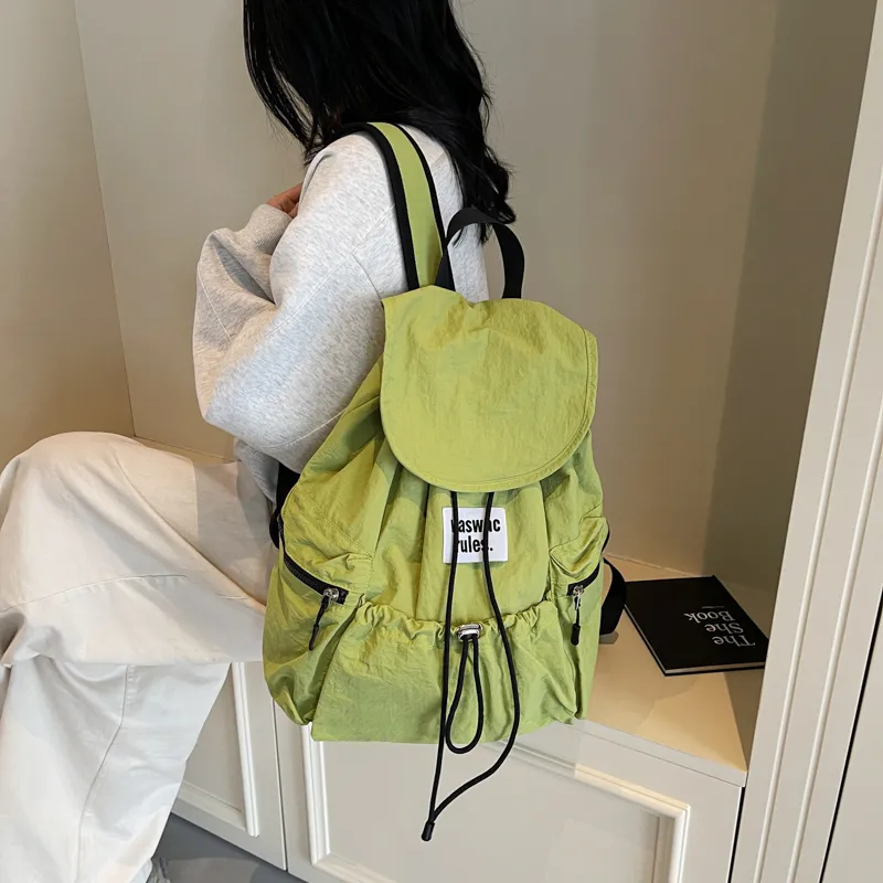 Iman's House Fabric Backpack Regular Women's Ecru/Yellow/Khaki/Green/Pink-17