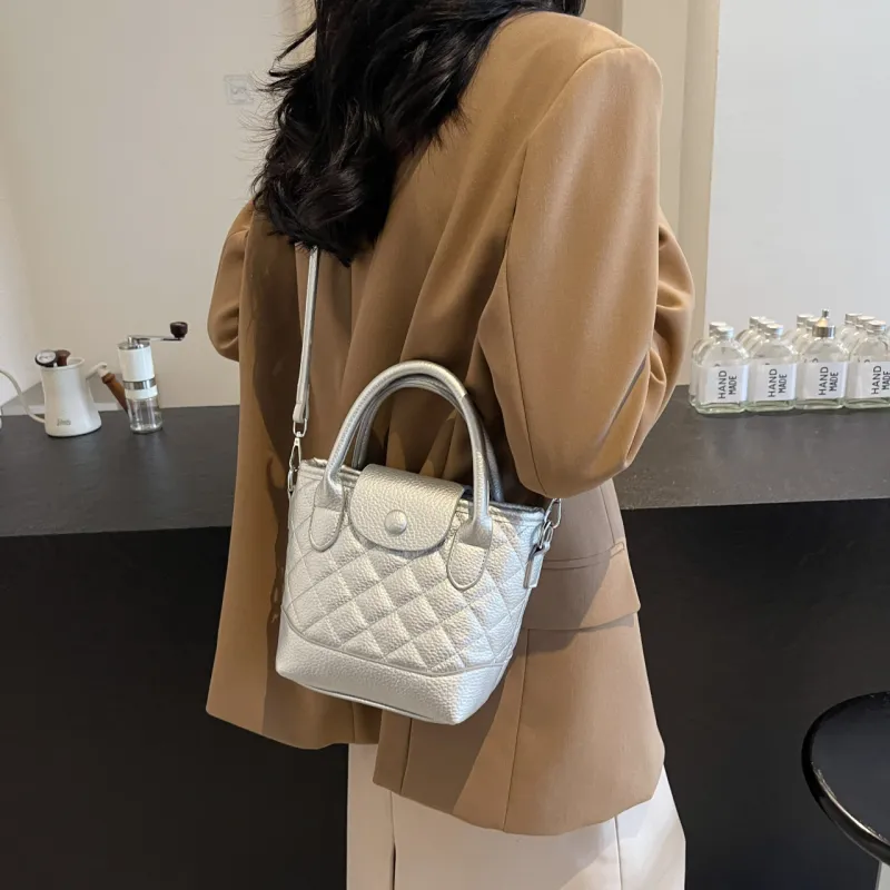 Iman's House PU Shoulder Bag Women's White & Black/Silver/Coffee/Black-6
