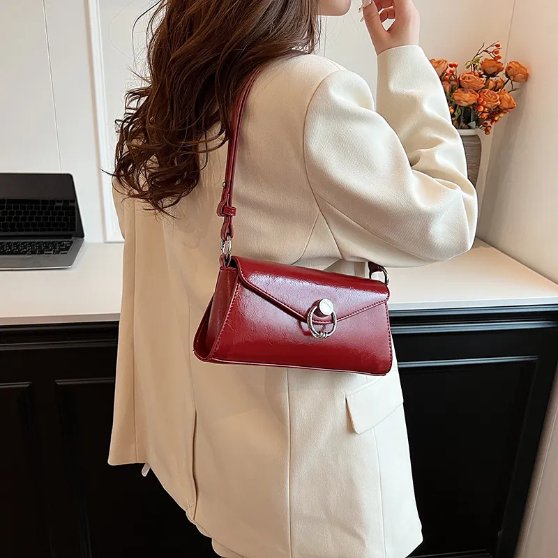 Iman's House PU Shoulder Bag Women's Silver/Ecru/Red/Black-12