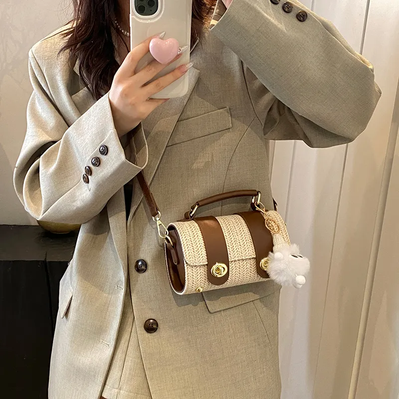 Iman's House PU Shoulder Bag Women's White/Khaki/Brown/Black-9