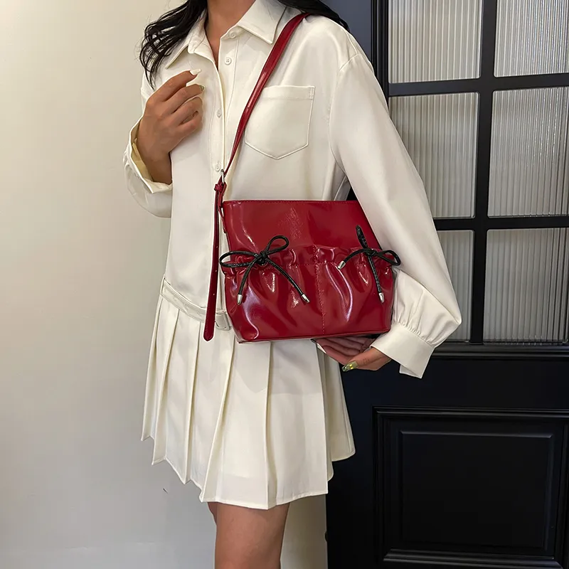 Iman's House PU Shoulder Bag Women's Silver/Burgundy/Ecru/Black-8