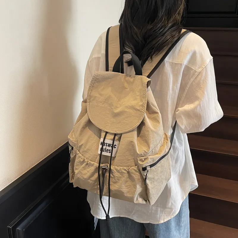 Iman's House Fabric Backpack Regular Women's Ecru/Yellow/Khaki/Green/Pink-12