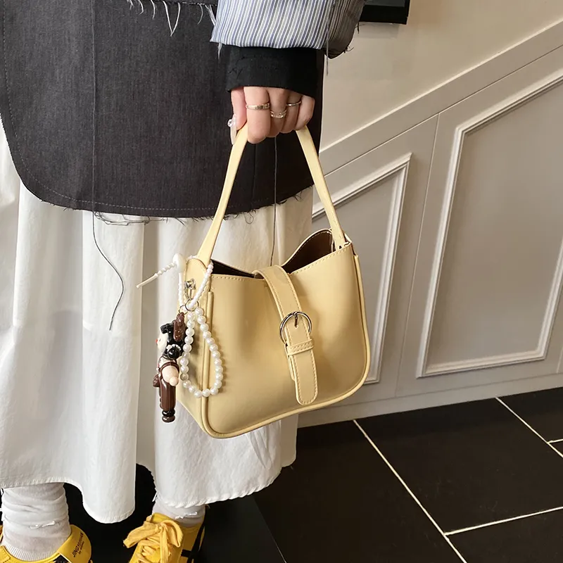 Iman's House PU One Shoulder Handbag Women's White/Yellow/Pink/Black-5