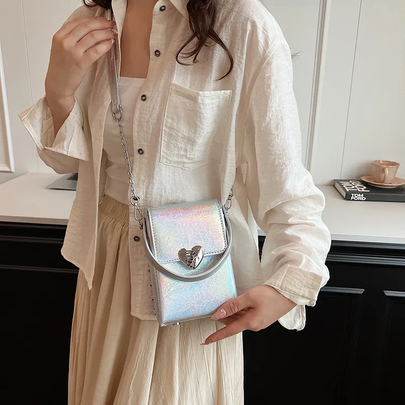 Iman's House PU Handbag, Shoulder Bag Women's Silver/Pearl Silver/Black-9