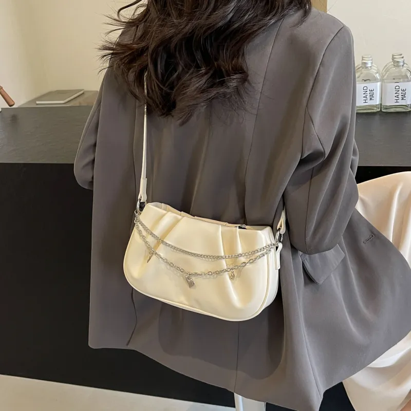 Iman's House PU Shoulder Bag Women's Ecru/Light Khaki/Black-1