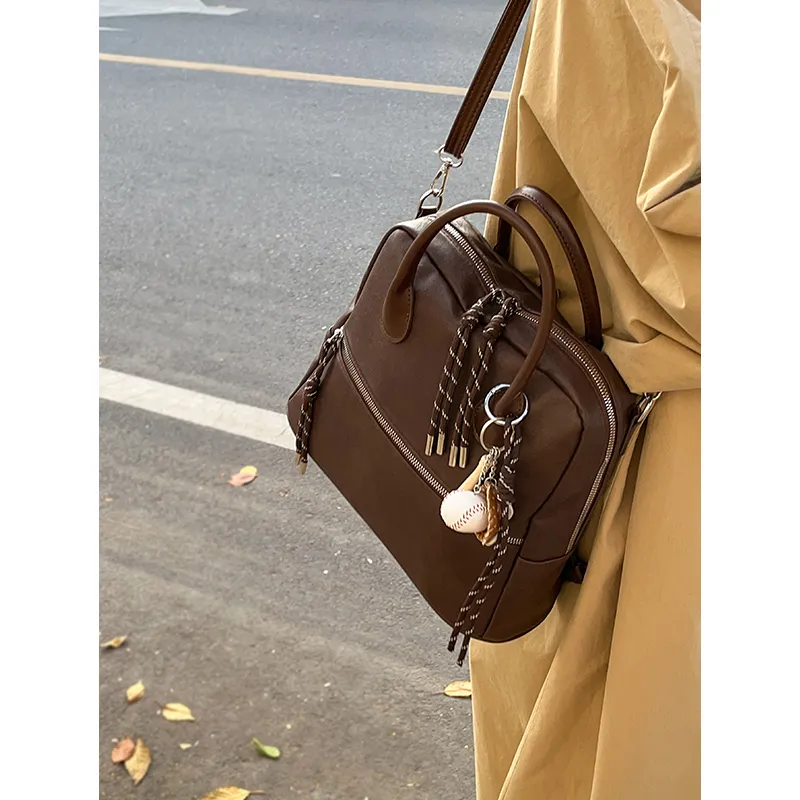 Iman's House PU Backpack Women's Brown/Coffee/Ancora Red/Black-7