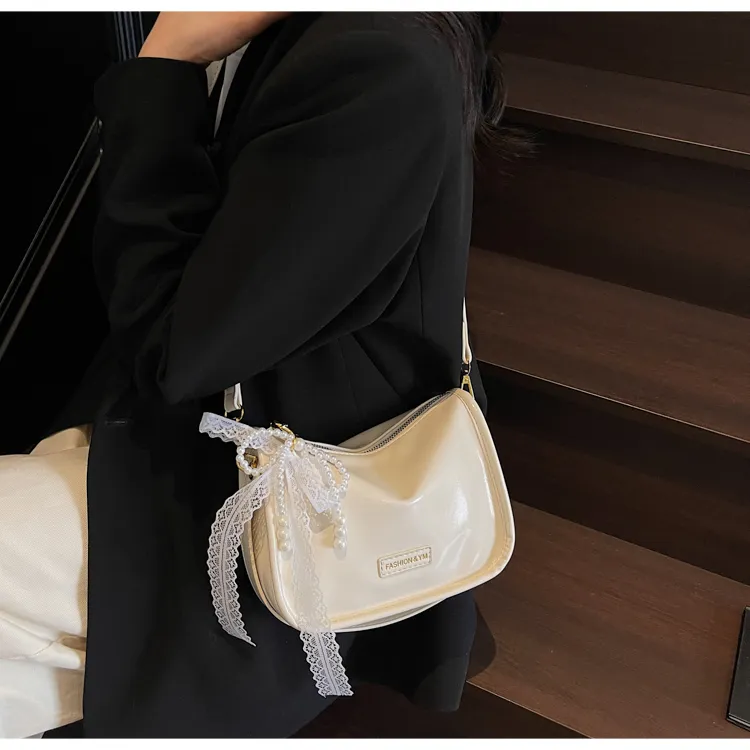 Iman's House PU Shoulder Bag Women's White/Pink/Black/Silver-7