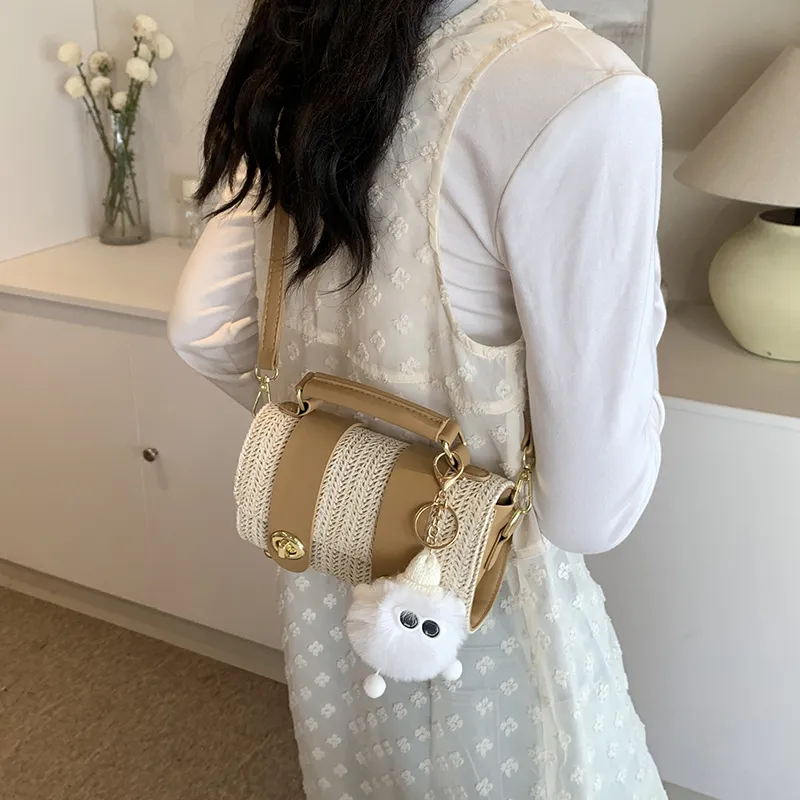 Iman's House PU Shoulder Bag Women's White/Khaki/Brown/Black-7