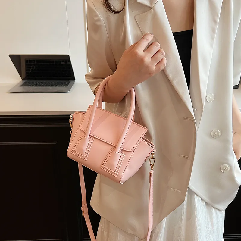 Iman's House PU Shoulder Bag Women's Pink/Ecru/Gray/Black-1