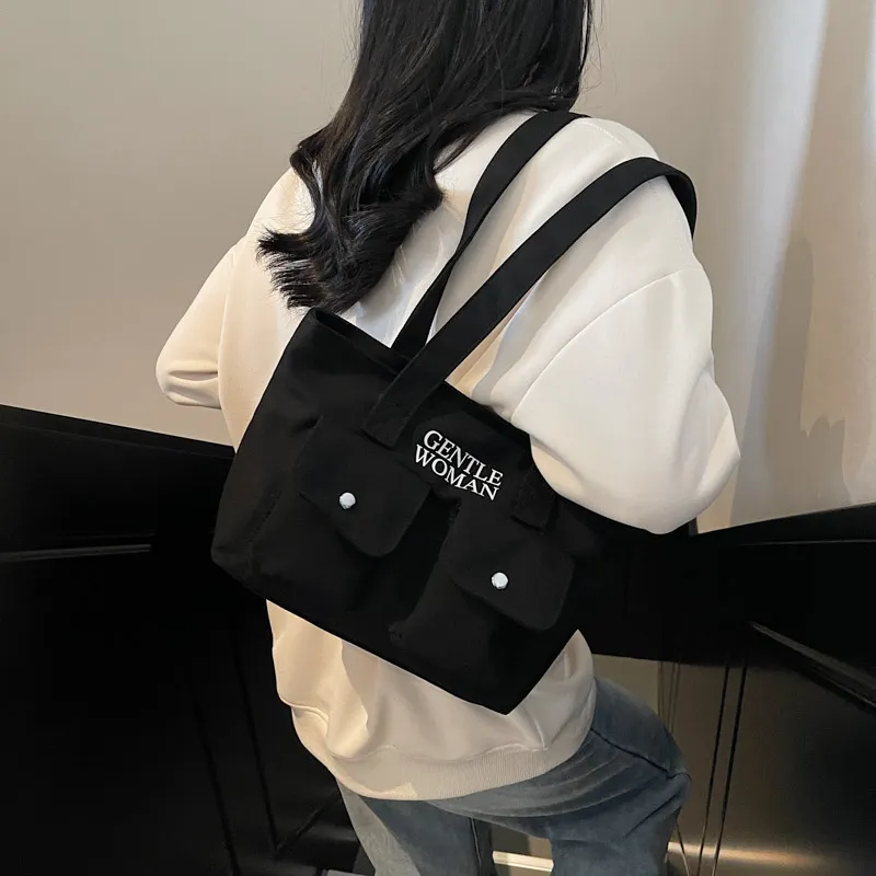 Iman's House Fabric Shoulder Bag Regular Unisex Ecru/Black/Black & White/White & Black-16
