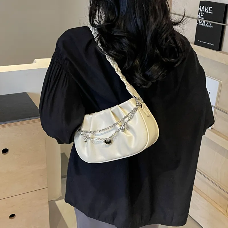 Iman's House PU Shoulder Bag Women's Ecru/Light Khaki/Black-6