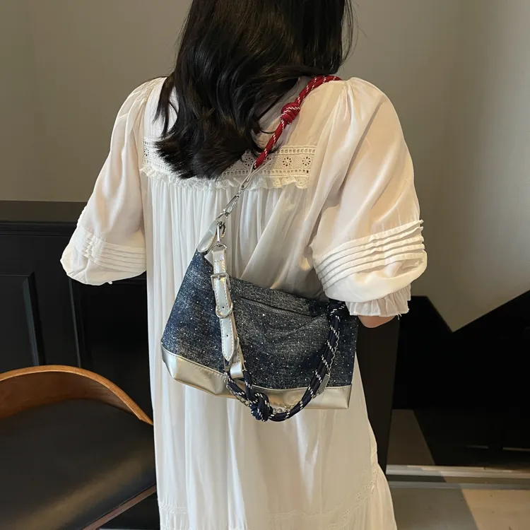 Iman's House Fabric Crossbody Bag, Shoulder Bag Women's Sky Blue/Denim Blue/Black/Royal Blue-13