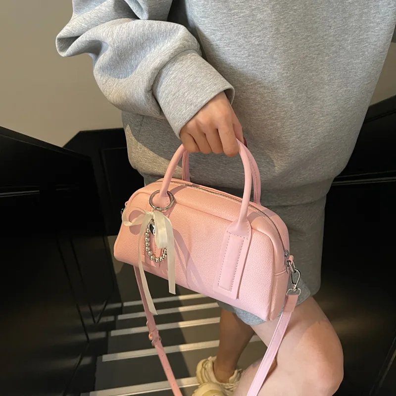 Iman's House PU One Shoulder Handbag Women's Ivory/Pink/Black/Yellow-7