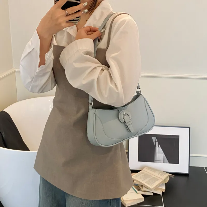 Iman's House PU Shoulder Bag Women's White/Blue/Pink/Black-6
