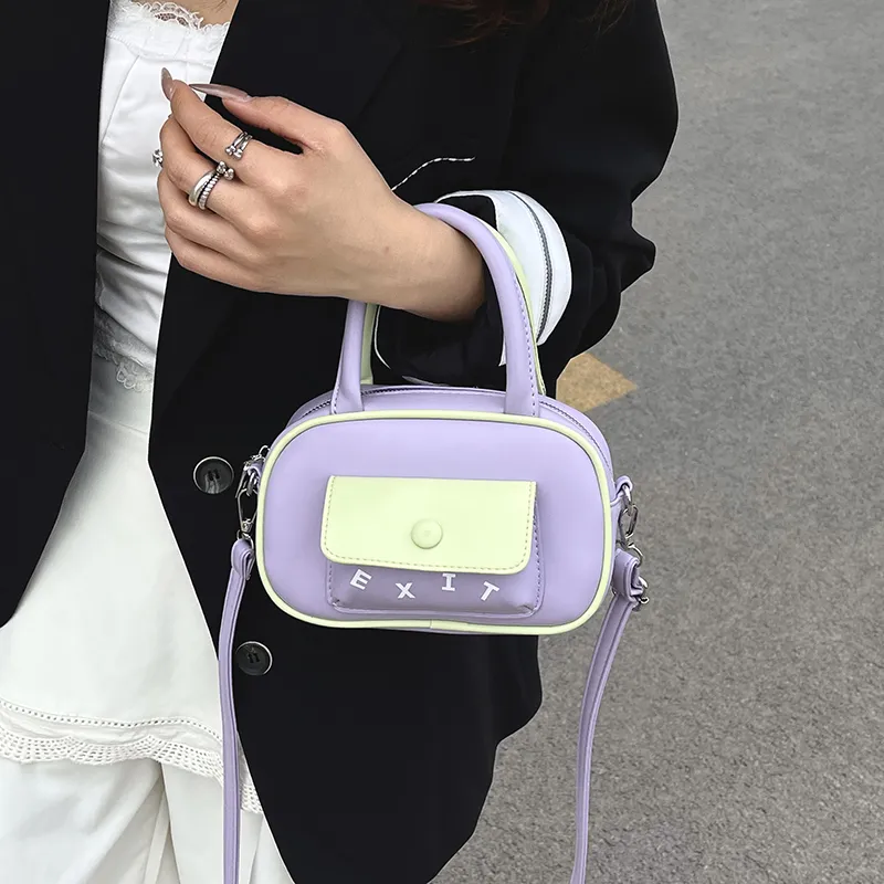 Iman's House PU One Shoulder Handbag Women's Ecru/Yellow/Silver/Purple-13